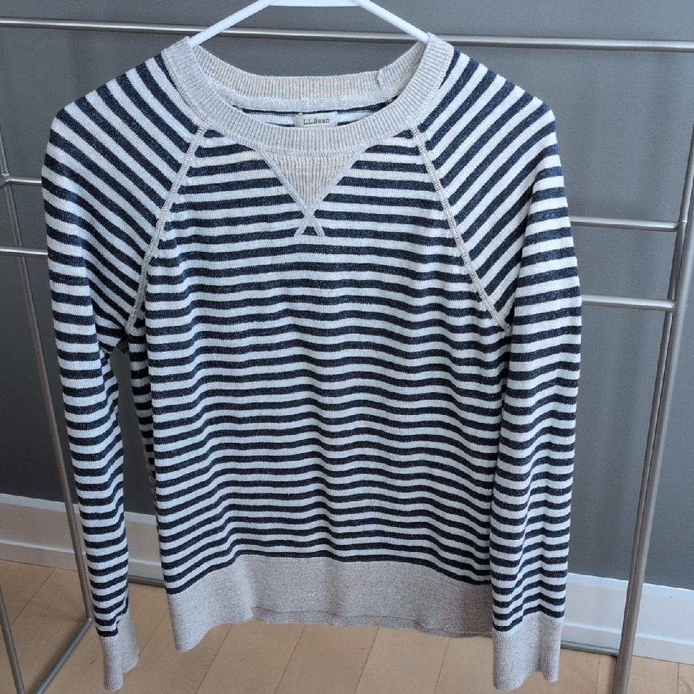 L.L. Bean Navy and Light Gray Striped Sweater